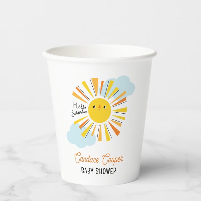 Gobelets En Papier Bonjour Baby shower Sunshine (Recto)