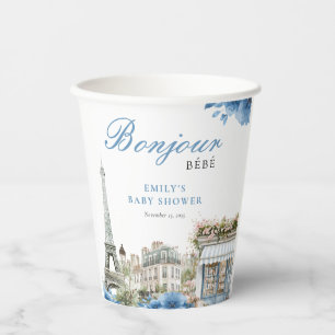 Gobelets En Papier Bonjour Bebe French Blue Baby Shower