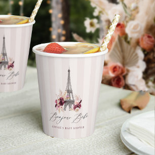 Gobelets En Papier Bonjour Bebe Thème Baby Shower Paris