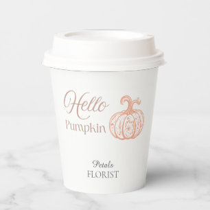 Gobelets En Papier Bonjour Citrouille Fleuriste Entreprise Marque Hal