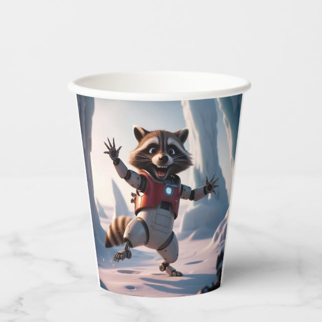 Gobelets En Papier Bonjour, Salut Raccon (Recto)