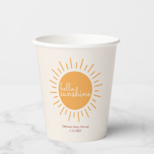 Gobelets En Papier Bonjour Sunshine Boho Baby shower tasses de papier