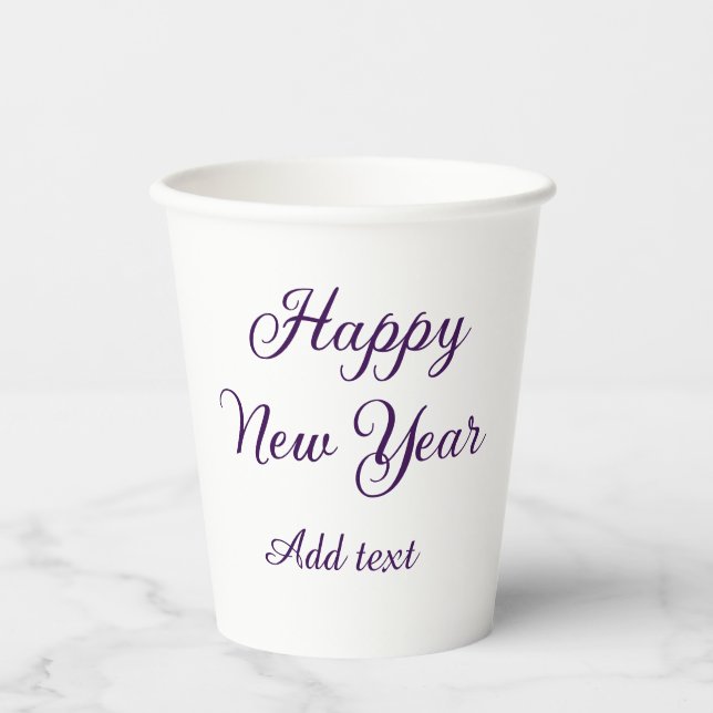 Gobelets En Papier Bonne année calligraphie violette simple minimale  (Recto)