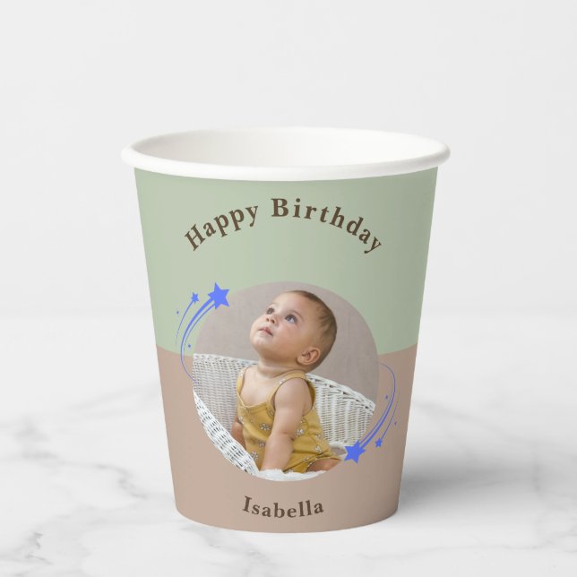 Gobelets En Papier Bonne Anniversaire Star Green Brown Paper Cup (Recto)