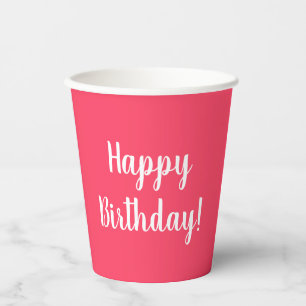 Gobelets En Papier Bonne fête d'anniversaire rose