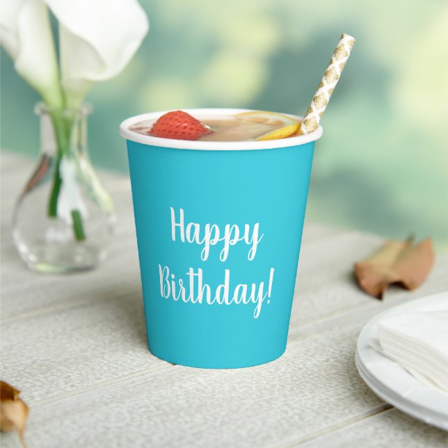 Gobelets En Papier Bonne fête d'anniversaire Turquoise de la typograp (Insitu)