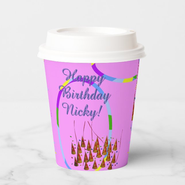 Gobelets En Papier Bonne tasse de papier pour anniversaire (Recto)