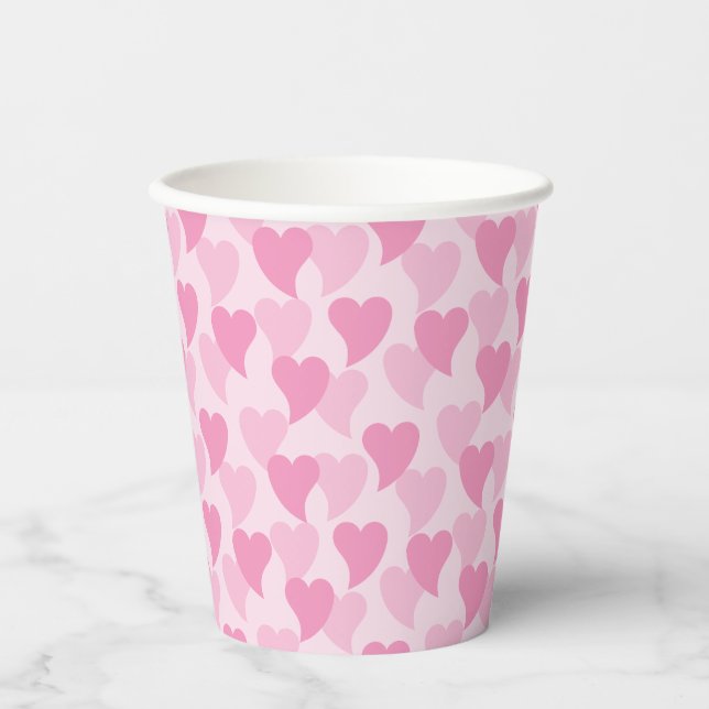 Gobelets En Papier Bons Coeurs Motif sans couture (Recto)