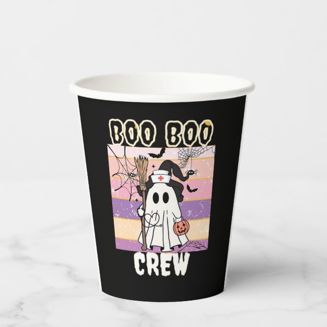 Gobelets En Papier Boo Boo Crew Halloween Ghost Nurse Essential T-Shi (Recto)