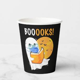 Gobelets En Papier Boooks Halloween Ghost reading books and wearing