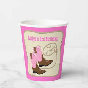 Gobelets En Papier Boots de fille rose Occident Anniversaire Papier d