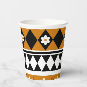 Gobelets En Papier Bordure Fleur Diamant Boho Motif Floral