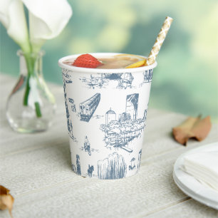 Gobelets En Papier Boston Toile Blue