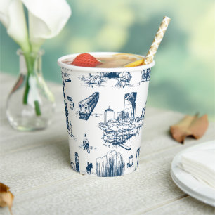 Gobelets En Papier Boston Toile Navy