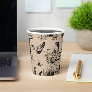 Gobelets En Papier Boston Toile noir et tan