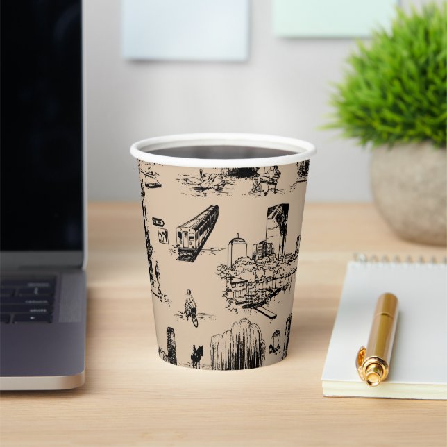 Gobelets En Papier Boston Toile noir et tan (Insitu)