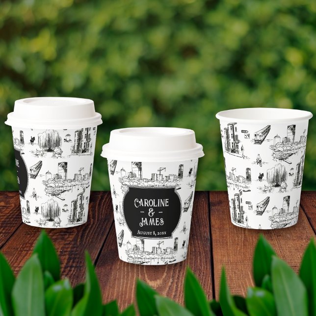 Gobelets En Papier Boston Toile Personnalisé Mariage Paper Cup (Créateur téléchargé)
