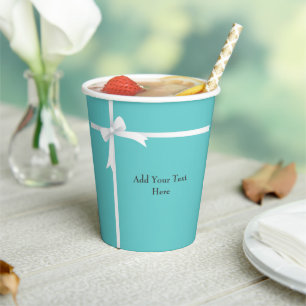 Gobelets En Papier Botte blanche sur bleu Turquoise