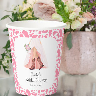 Gobelets En Papier Bottes de cowboy et robe de mariée : Baby shower