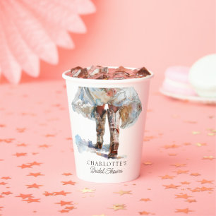 Gobelets En Papier Bottes de cowgirl occidentales rustiques pour la d