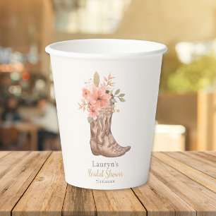 Gobelets En Papier Bottes Fleuris Rose Enterrement de Vie de Jeune Fi