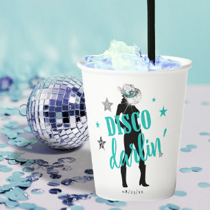 Gobelets En Papier Bottes 'n Bling Disco Darlin' Turquoise ID925