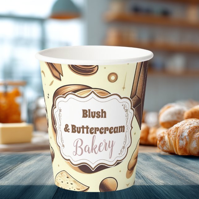 Gobelets En Papier Boulangerie Rustique Vintage (Créateur téléchargé)