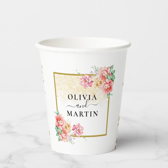 Gobelets En Papier Bouquet Bloom Mariage Paper Cup (Recto)