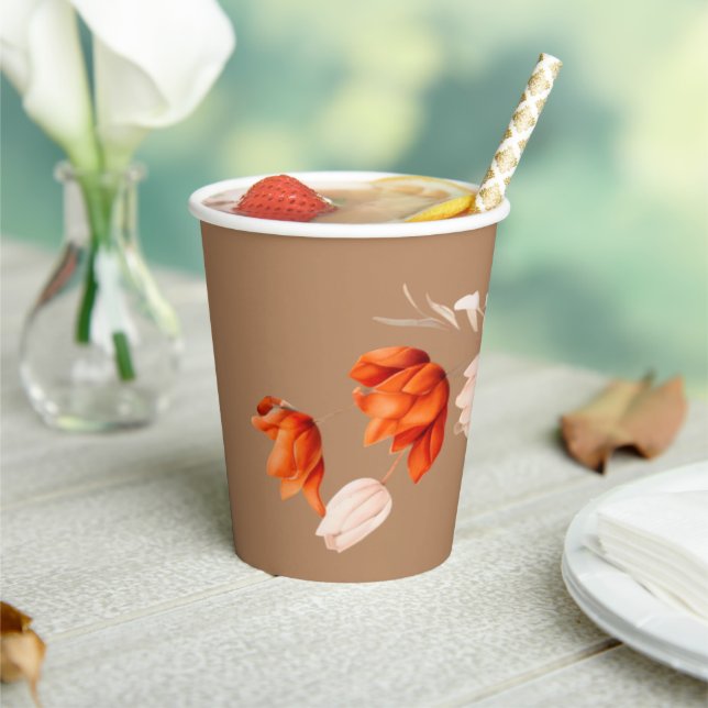 Gobelets En Papier Bouquet de Boho avec fleurs de feu (Insitu)