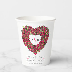 Gobelets En Papier Bouquet de fleurs de tulipe rouge art monogramme m