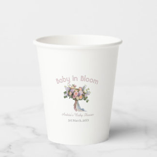 Gobelets En Papier bouquet floral baby in bloom shower bébé rétro ros