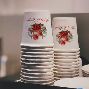 Gobelets En Papier Bouquet joyeux Vibe de Noël Fleurs et bougies