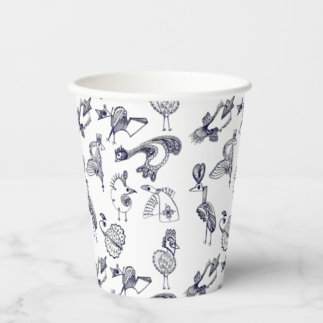 Gobelets En Papier Bouteille de café aux oiseaux de fée (Recto)
