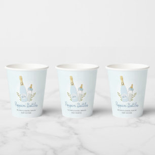 Gobelets En Papier Bouteilles Baby shower bleu
