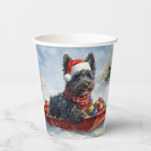 Gobelets En Papier Bouviers Des Flandres Chien en Luge Noël