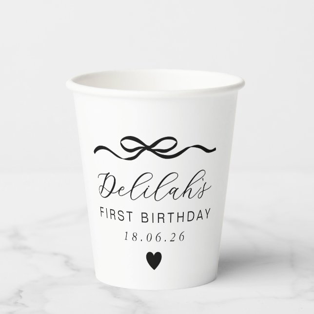 Gobelets En Papier Bow 1er anniversaire (Recto)