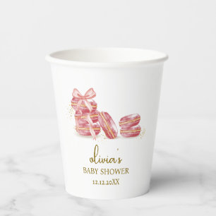 Gobelets En Papier Bow rose Bonjour Bébé Baby shower français des Mac