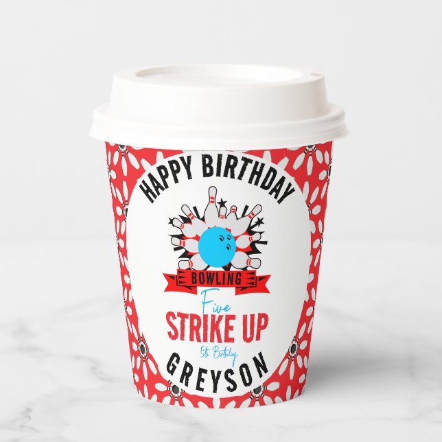 Gobelets En Papier Bowl ! Fun Kids 5Anniversaire Party Bowling (Recto)