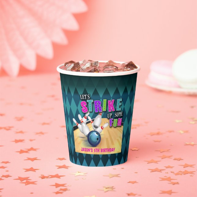 Gobelets En Papier Bowling Birthday Paper Cup - Girl (Insitu)