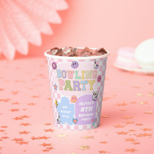 Gobelets En Papier Bowling Party Preppy Varsity Patch Anniversaire fê