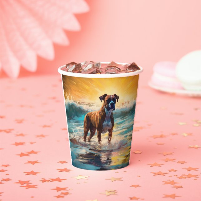 Gobelets En Papier Boxer Beach Surfing Peinture (Insitu)