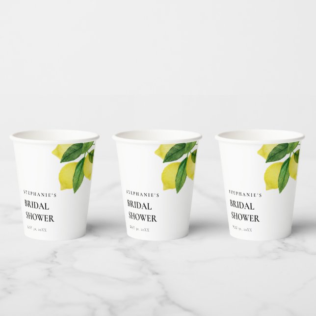 Gobelets En Papier  Branche de Citron Citrus Verdure Shower de Mariée (Multi)