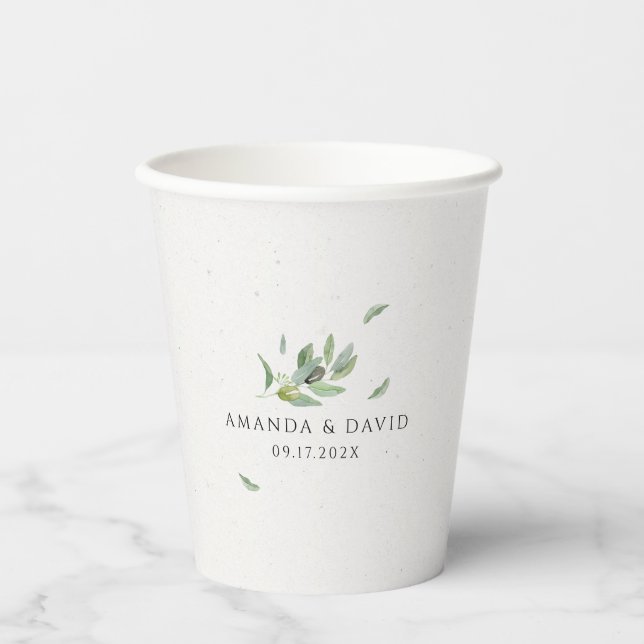 Gobelets En Papier Branche de feuilles d'olive de Toscane (Recto)