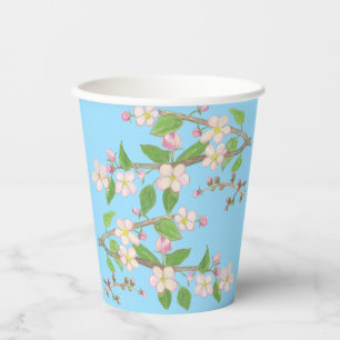 Gobelets En Papier Branche en floraison de l'arbre Apple Sky Blue
