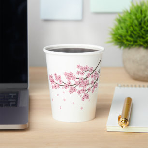 Gobelets En Papier Branche japonaise de fleurs de cerisier Sakura