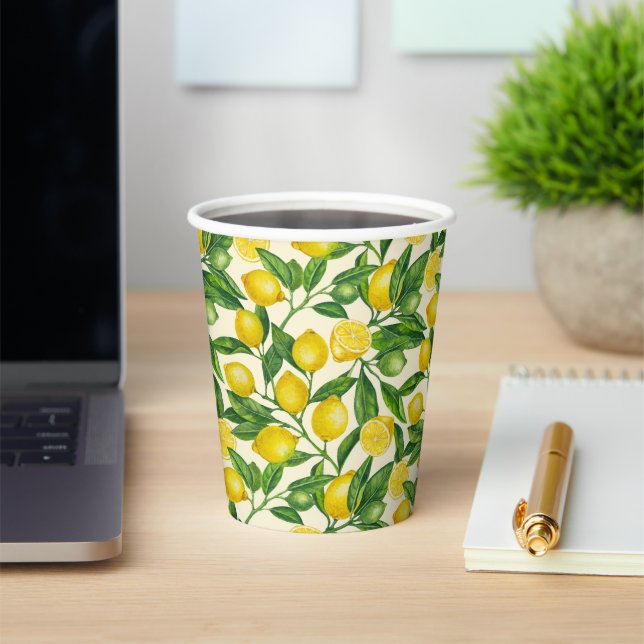 Gobelets En Papier Branches de citron vert et jaune (Insitu)