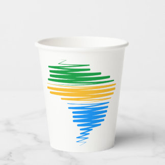 Gobelets En Papier Brésil carte frontière avec drapeau brésilien coul