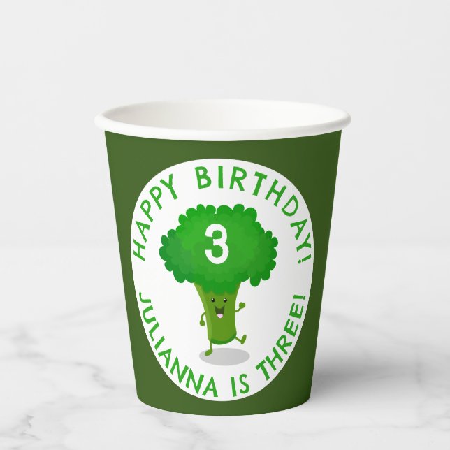 Gobelets En Papier Brocoli dansante mignonne anniversaire personnalis (Recto)