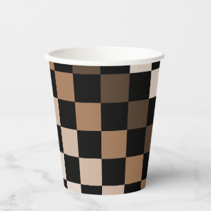 Gobelets En Papier Brown À damiers noir En vichy Motif