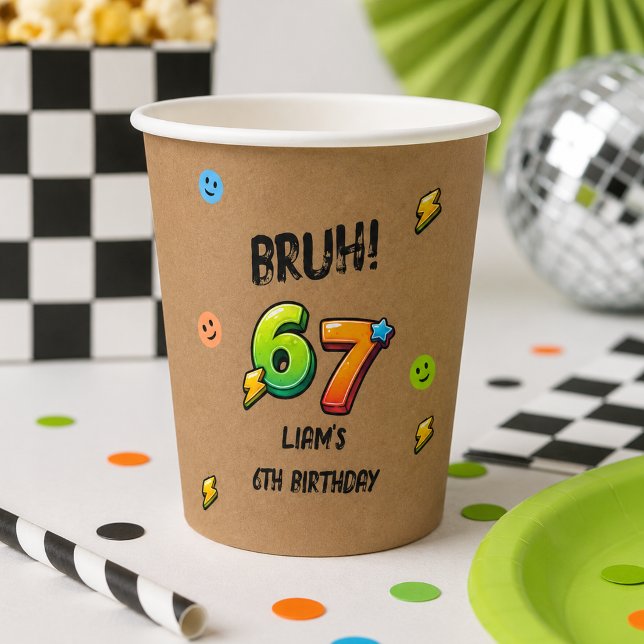 Gobelets En Papier Bruh 6 7 Garçons Anniversaire  (BRUH 6 7 boys birthday party paper cups)